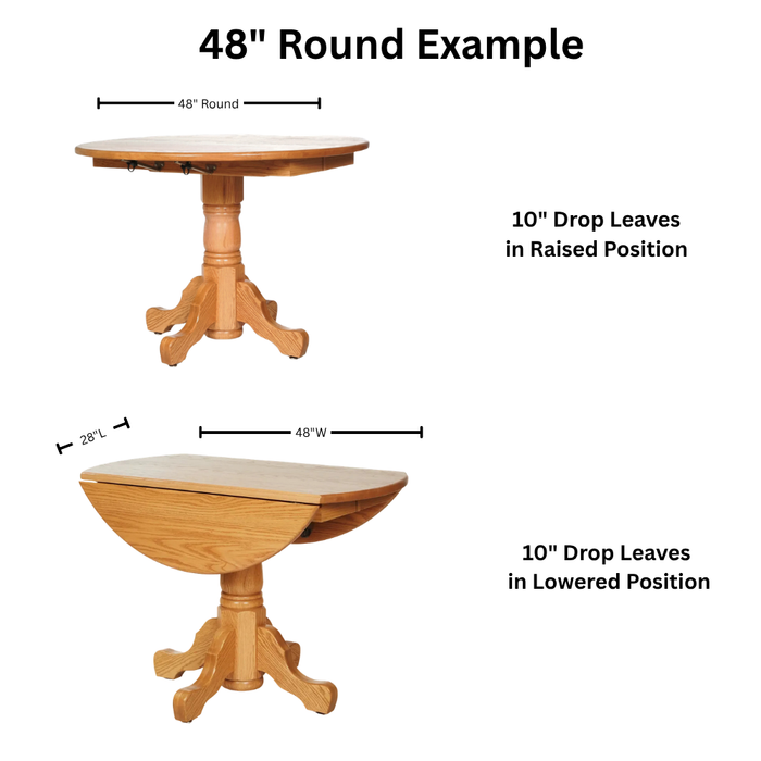 Amish Traditional Single Pedestal Drop Leaf Table