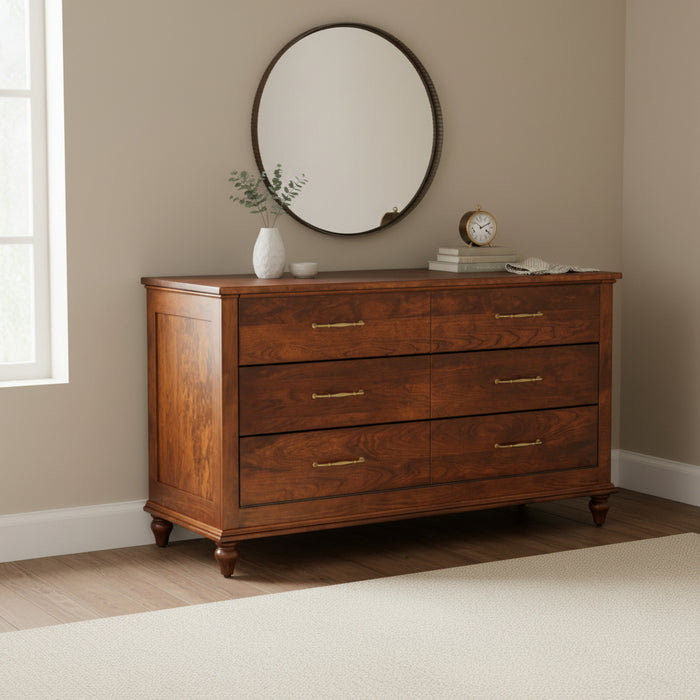 Amish Hawthorne Bun Foot Murphy Cabinet Hide-a-Bed - Brown Maple OCS-113 Michaels Cherry Fold Out Bed Cabinet - Amish Made Murphy Bed Cabinet - Closed Photo in room