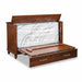 Amish Hawthorne Bun Foot Murphy Cabinet Hide-a-Bed - Brown Maple OCS-113 Michaels Cherry Fold Out Bed Cabinet - Amish Made Murphy Bed Cabinet - Open Photo