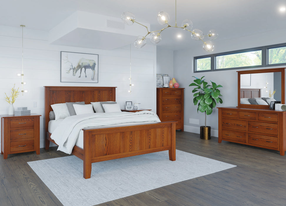 Amish Heavy Shaker Bedroom Set 5-Pc. 5-Piece Set Mission - Solid Oak Amish Bedroom Set - Buss Woodcraft - Shaker Amish Bedroom