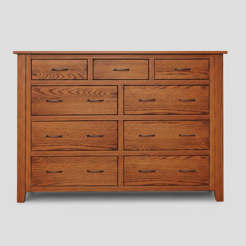 Amish Heavy Shaker 9-Drawer Dresser With Mirror Option Dressers Mission