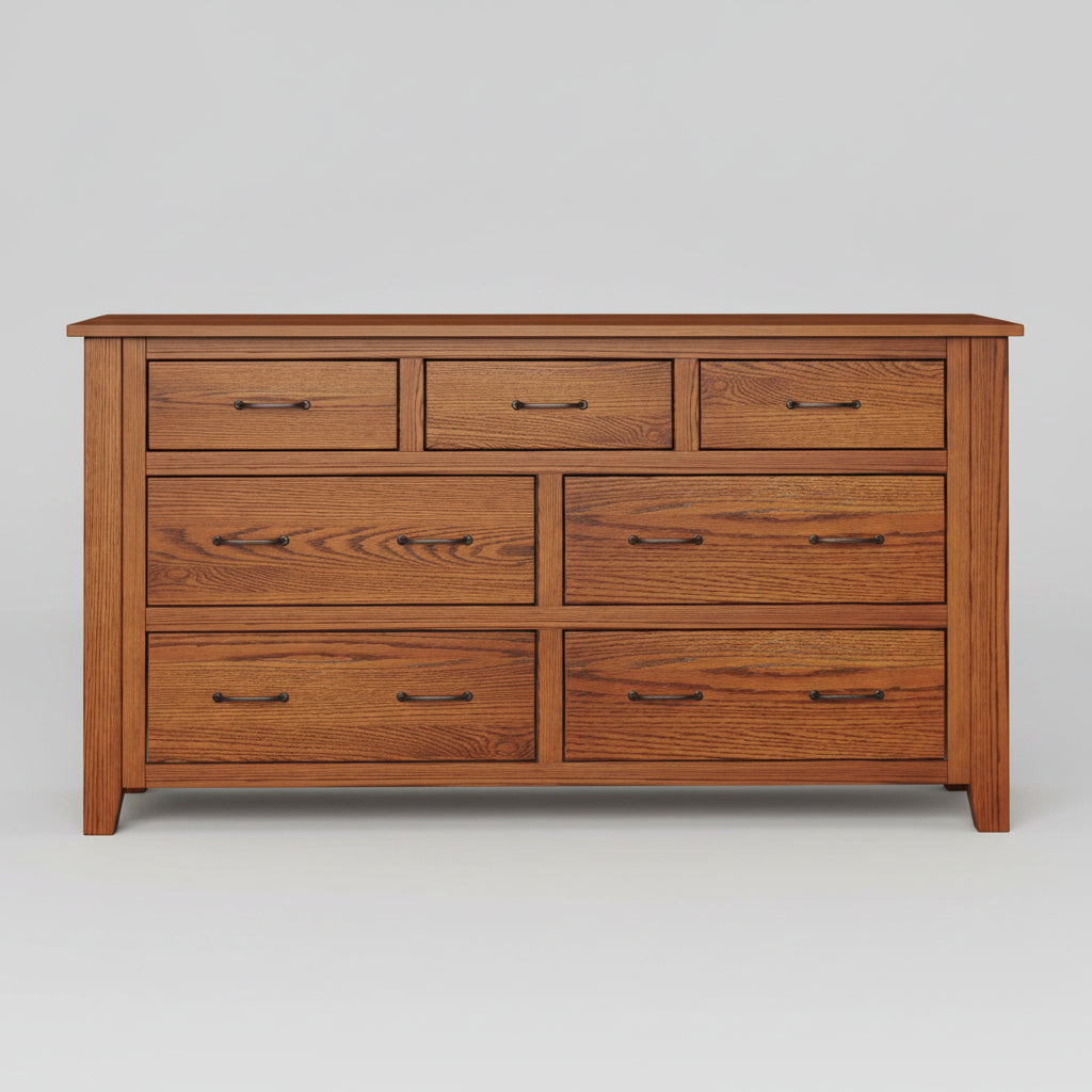 Amish Heavy Shaker 7-Drawer Dresser With Mirror Option Dressers Mission