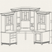 Amish Henry Stephens Corner Desk Unit With Hutch - Rustic Cherry - OCS-113 Michaels - Dimensions Sketch