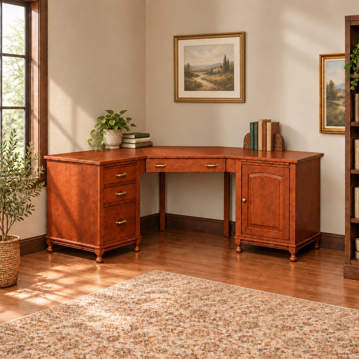 Amish Henry Stephens Corner Desk Unit With Hutch - Rustic Cherry - OCS-113 Michaels - In-Room Photo - Desk Only