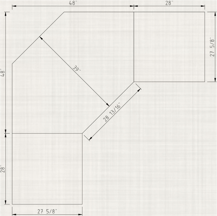 Amish Henry Stephens Corner Desk Unit With Hutch - Rustic Cherry - OCS-113 Michaels - Top View Dimensions Sketch