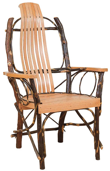 Hickory Log Contour Dining Chair Natural Rustic Hickory Cabin Dining Chair Front Facing