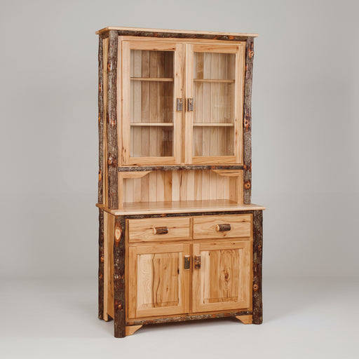 Hickory Log 2 Door Hutch Natural Rustic Hickory Log Dining Hutch Cabin Style Hutch Front Facing