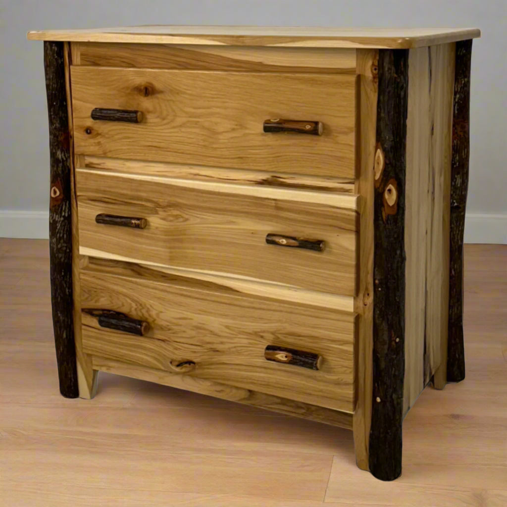Amish Hickory Log 3 Drawer Chest of Drawers — Our Family Craft Shop
