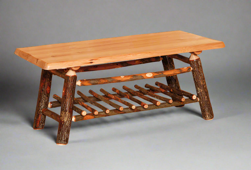 Amish Hickory Log Adirondack Coffee Table - Hickory Log Furniture - Solid Hickory Furniture