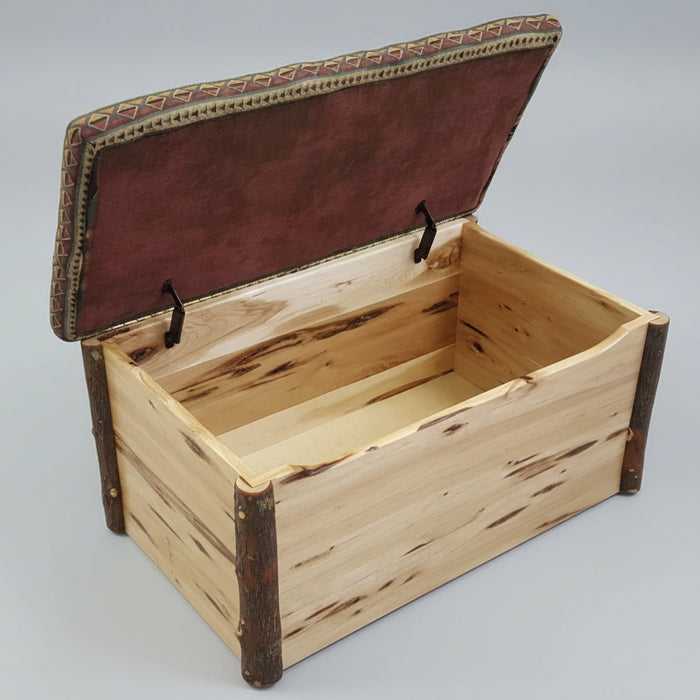 Amish Hickory Log Blanket Chest Storage Chest Toy Box with Fabric Seat 