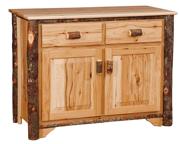 Hickory Log Buffet Natural Rustic Hickory Log Cabin Style Dining Buffet Front Facing