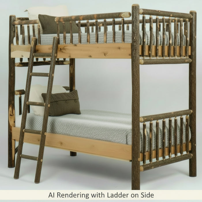 Amish Hickory Log Bunk Bed (Multiple Sizes)