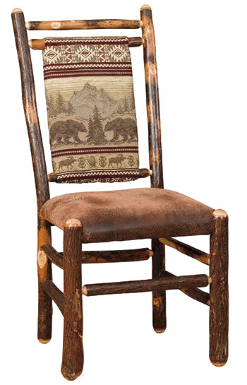 Hickory Log Bylers Dining Chair Amish Built Log Cabin Dining Furniture Front Facing