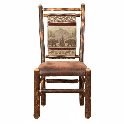Hickory Log Bylers Dining Chair Amish Built Log Cabin Dining Furniture Front Facing