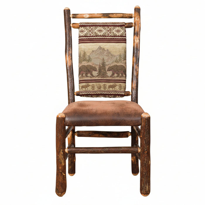 Hickory Log Bylers Dining Chair Amish Built Log Cabin Dining Furniture Front Facing