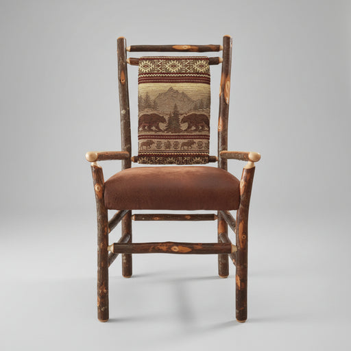 Hickory Log Bylers Dining Chair Amish Built Log Cabin Dining Furniture Front Facing