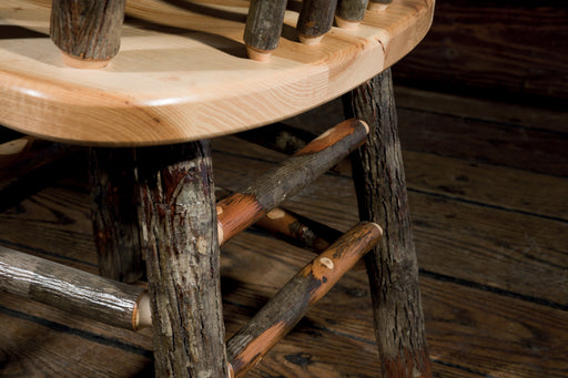 Amish Rustic Hickory Furniture Close Up | Rustic Hickory Wood and Rustic Hickory Bark Front Facing