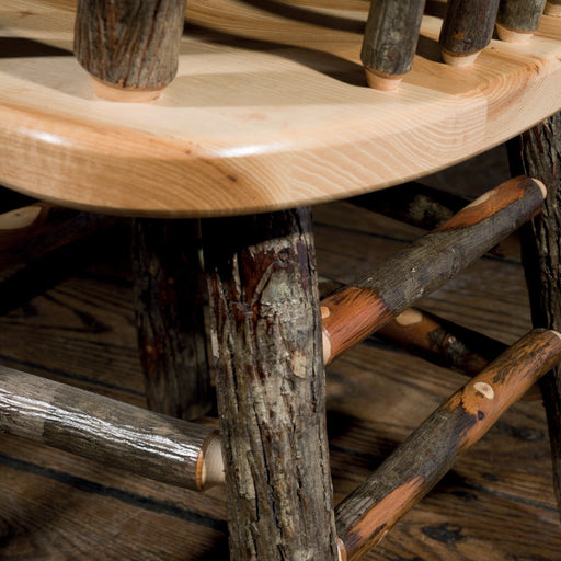 Amish Rustic Hickory Furniture Close Up | Rustic Hickory Wood and Rustic Hickory Bark Front Facing