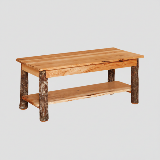 Amish Hickory Log Coffee Table Round Log Leg