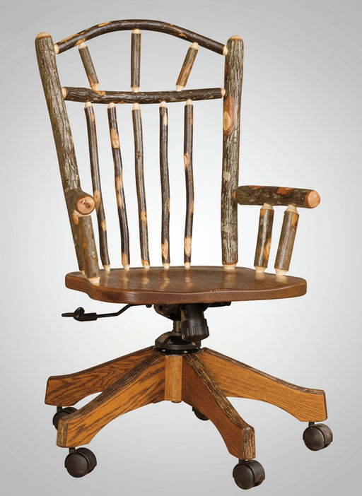 Amish Hickory Log Desk Chair with Gas Lift and Tilting Back