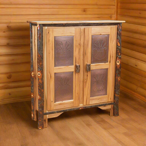 Hickory Log Pie Safe Natural Rustic Hickory Log Wood Cabin Dining Cabinet Front Facing