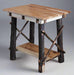 Amish Hickory Log End Table with X Twig Sides Log Cabin End Table