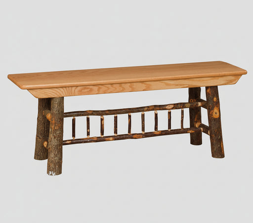 Amish Hickory Log Farm Dining Bench - Hickory Log Dining Furniture - Rustic Hickory Amish Furniture
