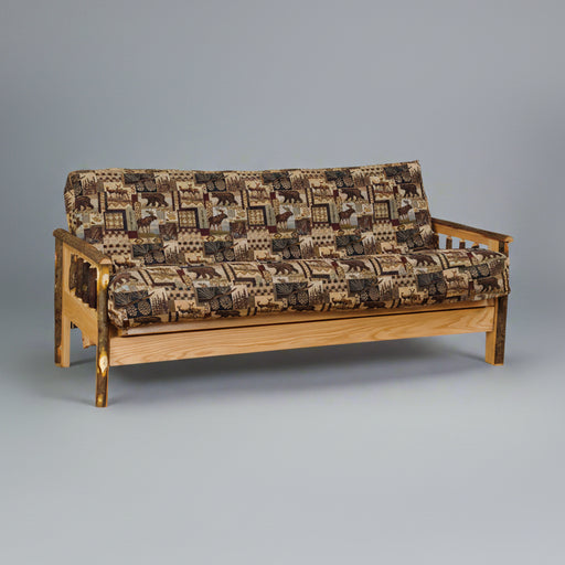 Hickory Log Futon Amish Built Cabin Furniture Front Facing
