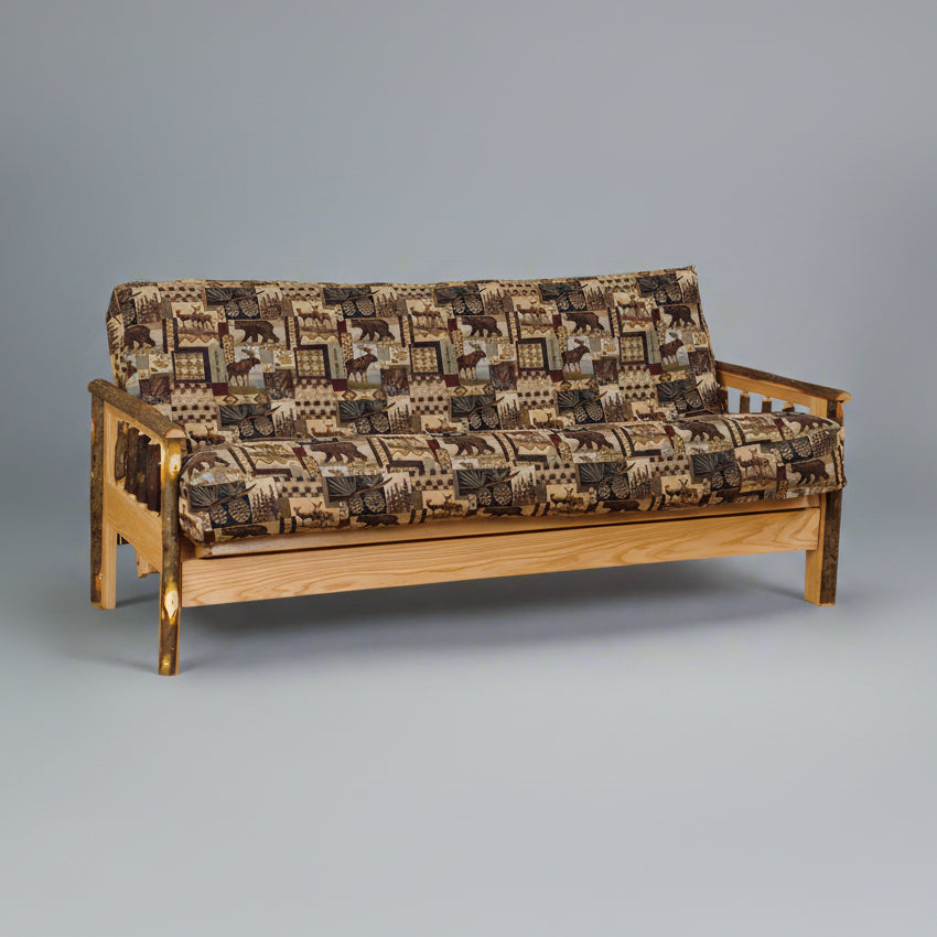 Hickory Log Futon Amish Built Cabin Furniture Front Facing