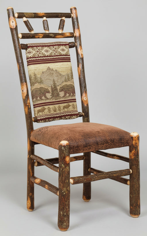 Hickory Log High Back Chair Amish Built Log Cabin Dining Chairs Front Facing