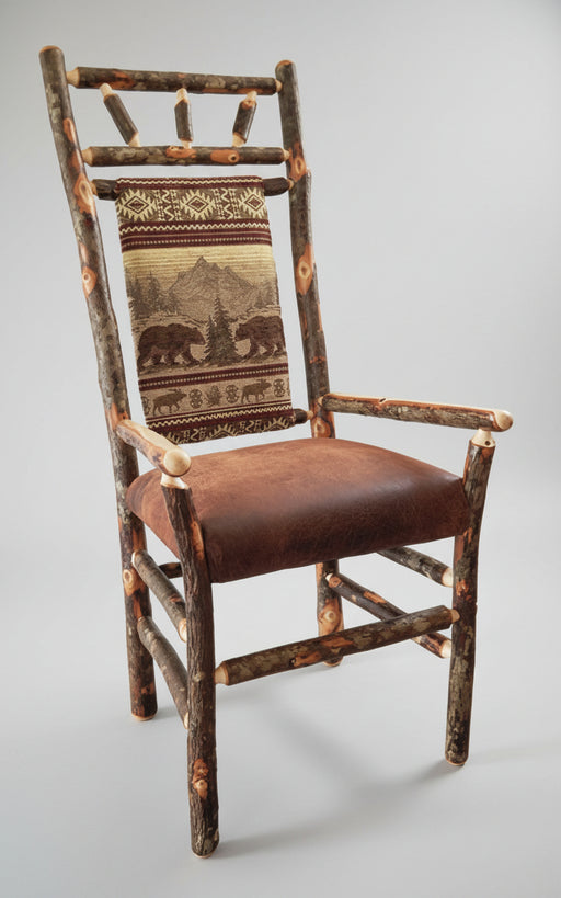 Hickory Log High Back Dining Chair Amish Built Log Cabin Dining Chairs Front Facing