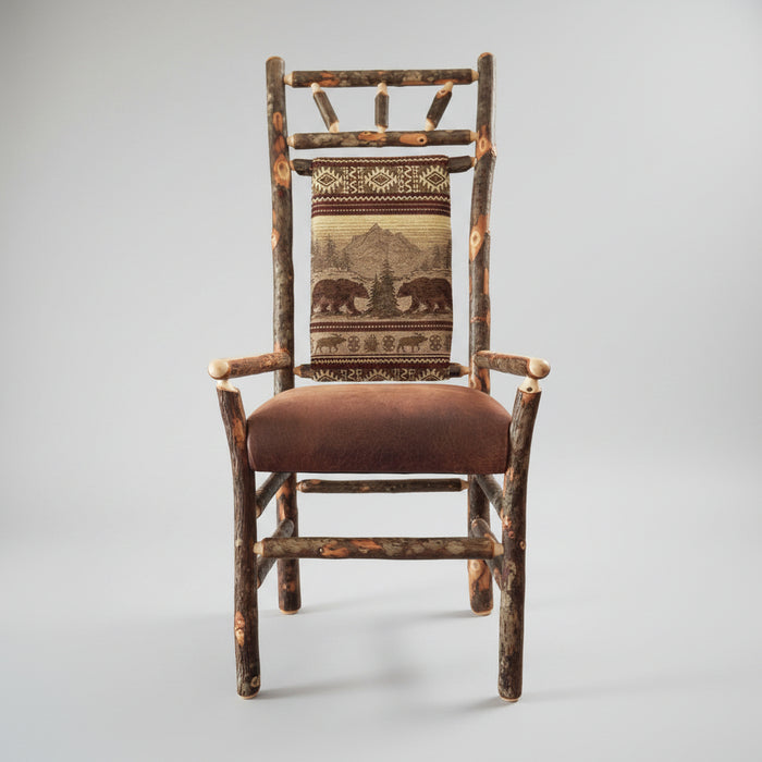 Hickory Log High Back Dining Chair Amish Built Log Cabin Dining Chairs Front Facing