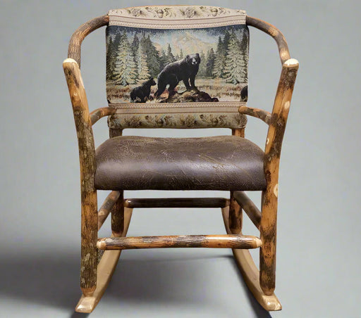 Hickory Loop Hoop Rocking Chair Amish Built Log Cabin Rocker Front Facing