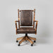 Amish Hickory Log Leather Upholstered Desk Chair with Gas Lift Base Bylers Rustic Furniture 