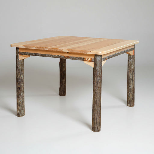 Amish Hickory Log Leg Table Natural Rustic Hickory Wood Cabin Dining Table Front Facing