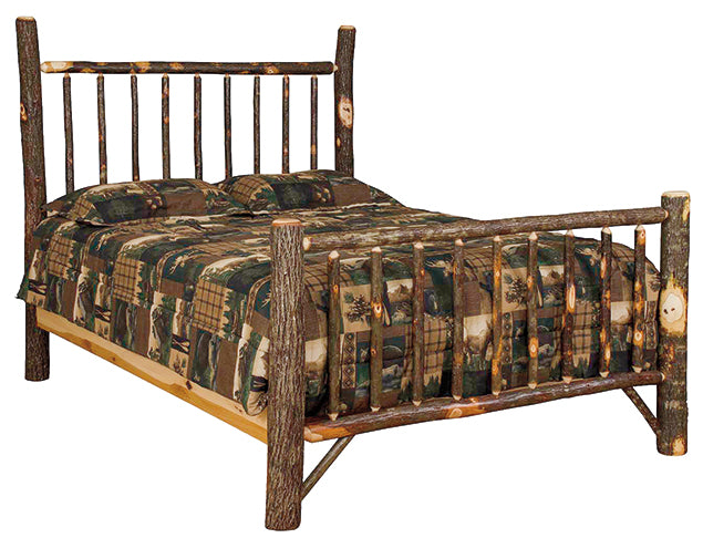 Hickory Log Mission Bed Natural Log Wood Bed Amish Built Front Facing