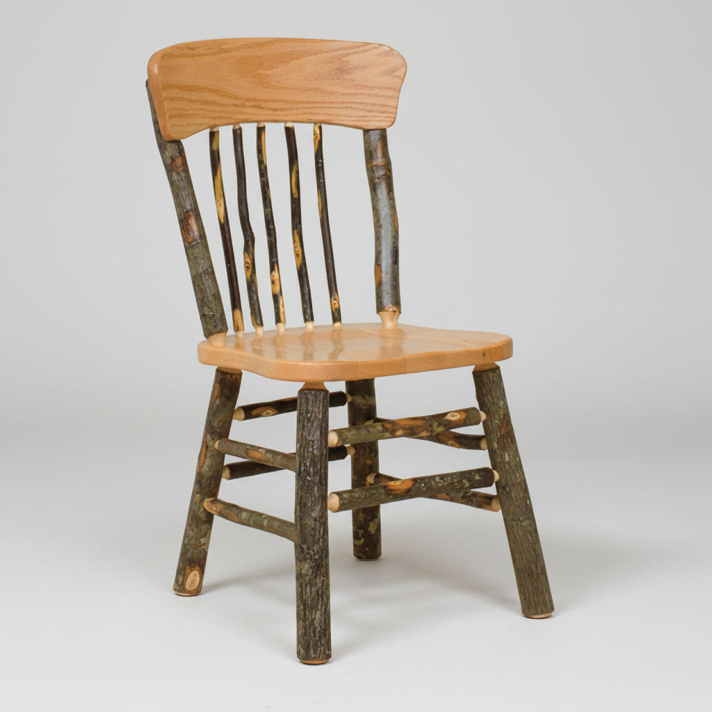 Hickory Log Panel Back Dining Chair Natural Rustic Hickory Cabin Dining Chair Front Facing