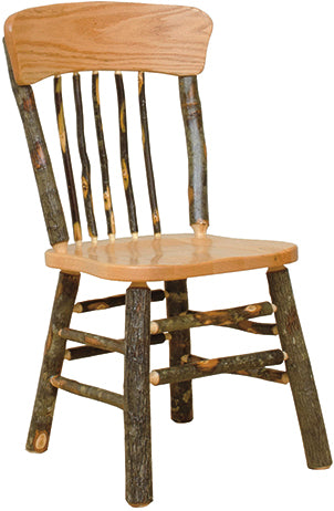 Hickory Log Panel Back Dining Chair Natural Rustic Hickory Cabin Dining Chair Front Facing