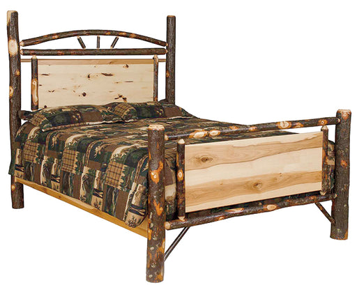 Panel Log Bed Amish Built Natural Rustic Hickory Log Bed Front Facing