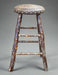 Hickory Log Round Bar Stool with Upholstered Seat Amish Built Front Facing