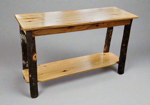 Hickory Log Sofa Table Amish Built Cabin Style Furniture Front Facing