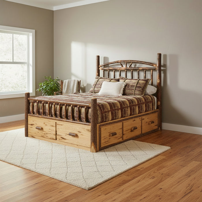 Amish Hickory Log Storage Bed
