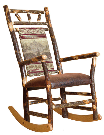 Hickory Log Rocking Chair Amish Built Log Cabin Rocker Front Facing