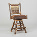 Hickory Log Straight Back Swivel Bar Stool Amish Built Log Cabin Style Bar Stool Front Facing