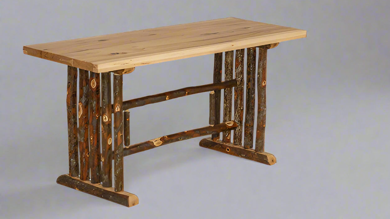 Amish Hickory Log Trestle Dining Table Counter Height 