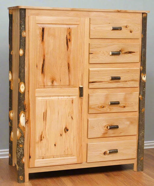 Amish Hickory Log Wardrobe Amish Log Cabin Bedroom Furniture Front Facing