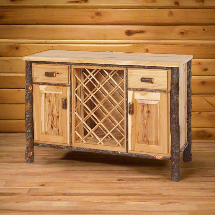 Amish Hickory Log Wine Cabinet — Our Family Craft Shop