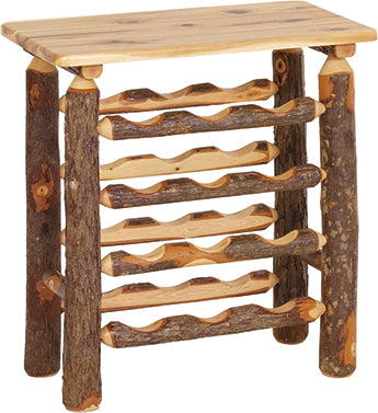 Hickory Log Wine Rack Rustic Hickory Log Wood Cabin Wine Rack Front Facing