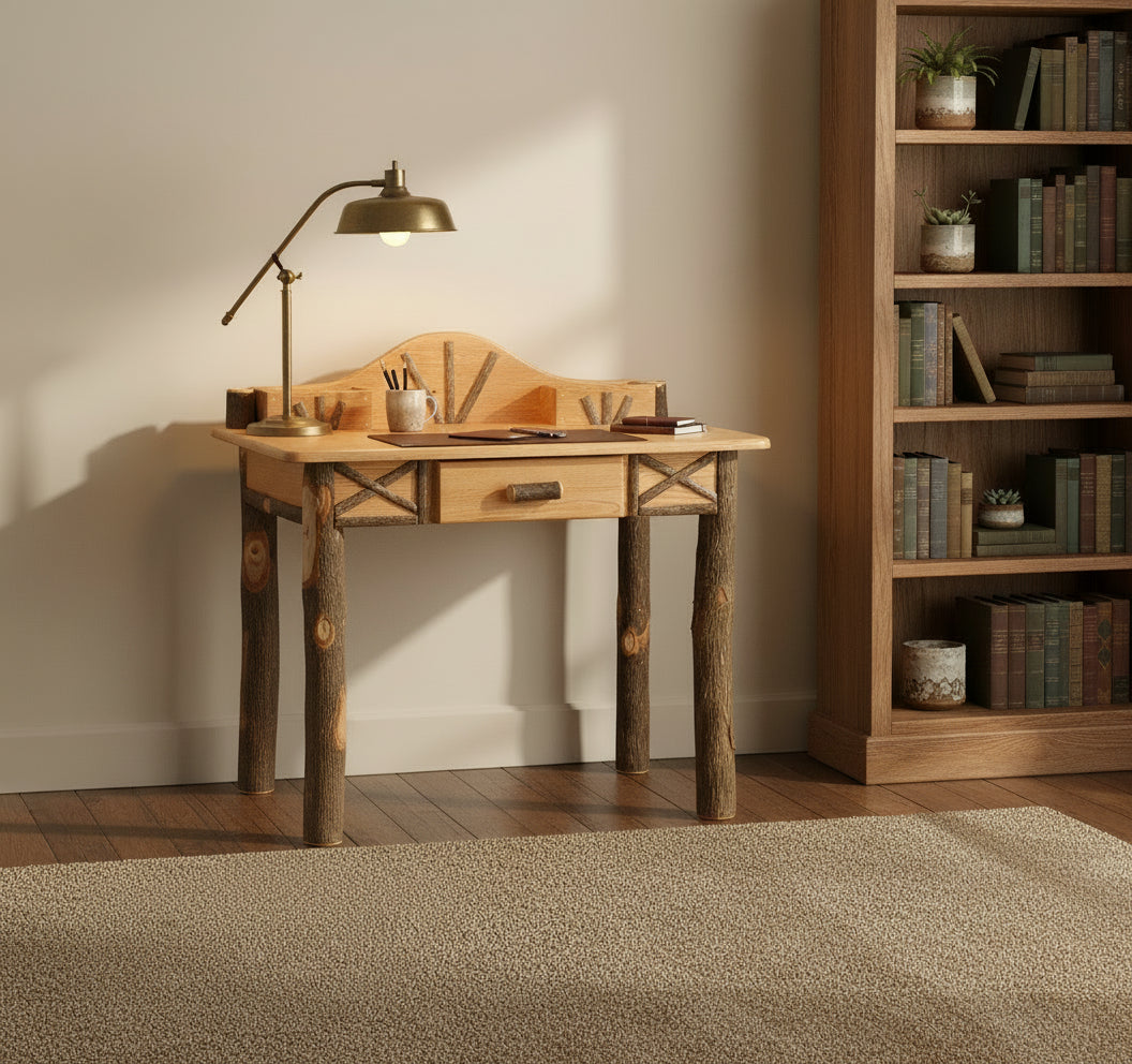 Amish Hickory Log Writing Desk — Our Family Craft Shop