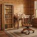 Amish Hickory Log Writing Desk, Hickory Log Desk Chair and Hickory Log Bookcase Home Office Set